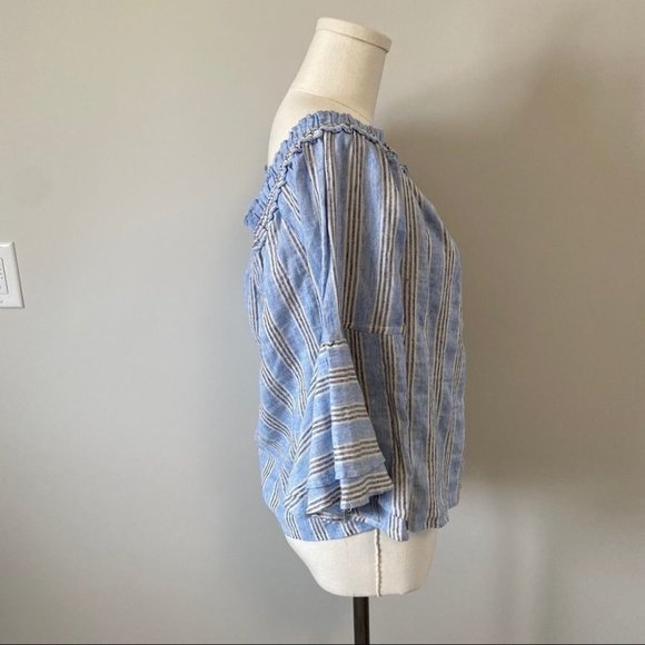 Lucky Brand Off Shoulder Bell Sleeve Striped Top - Picture 7 of 10